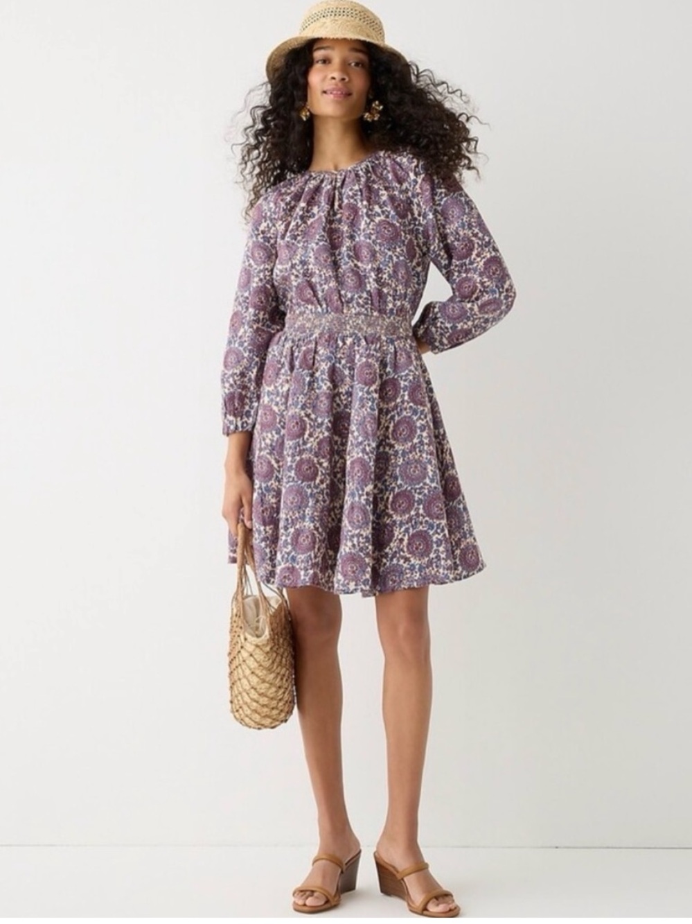 J. Crew - Palermo Smocked-Waist Mini Dress in Floral Bouquet Linen